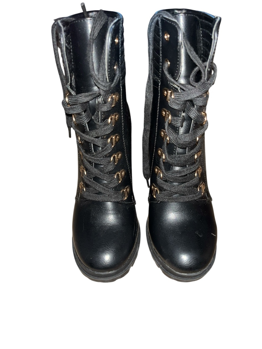Black Lace-Up Combat Boots for Women - Classic Military Style size 7